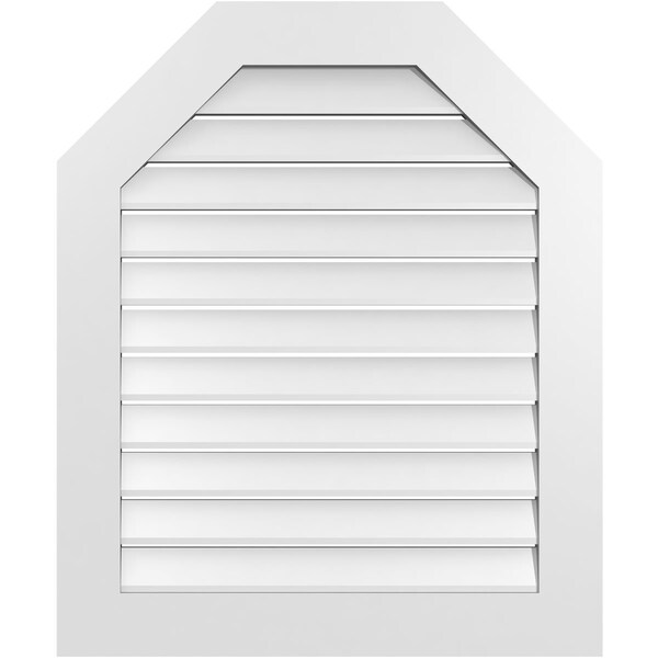 Ekena Millwork Octagonal Top Surface Mount PVC Gable Vent: Functional, w/ 3-1/2"W x 1"P Standard Frame, 30"W x 36"H GVPOT30X3601SF - main